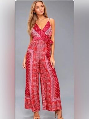 Free People Cabbage Rose Jumpsuit in Pink Combo Size 0 EUC